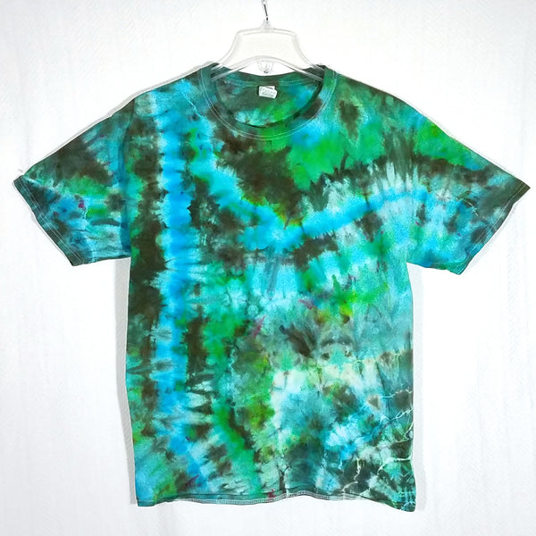 SOLD! Large short sleeve T-shirt Hand Dyed Blue/Green/Black