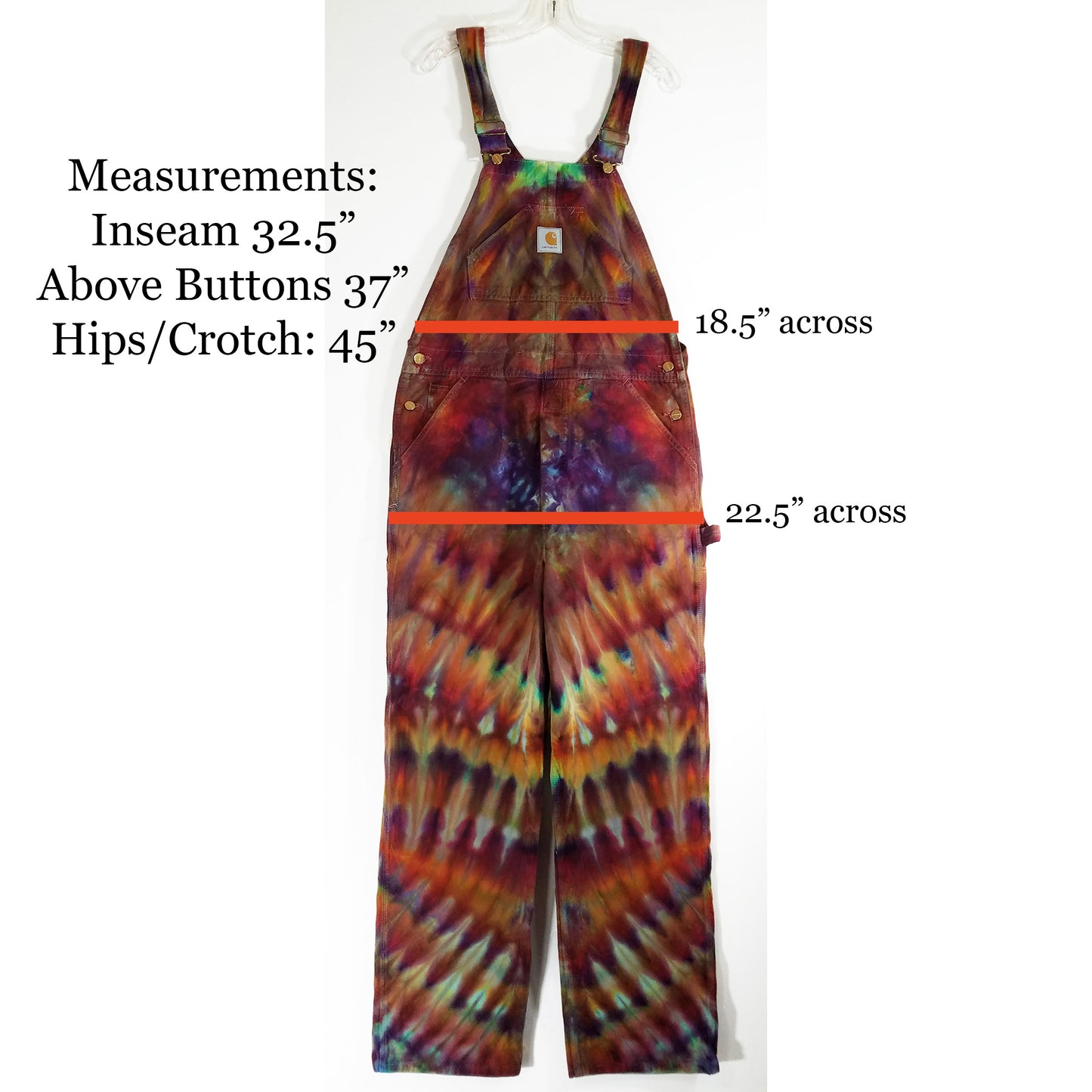 Full Length tie dyed Overalls NEW OLD STOCK CARHARTT (36x34)