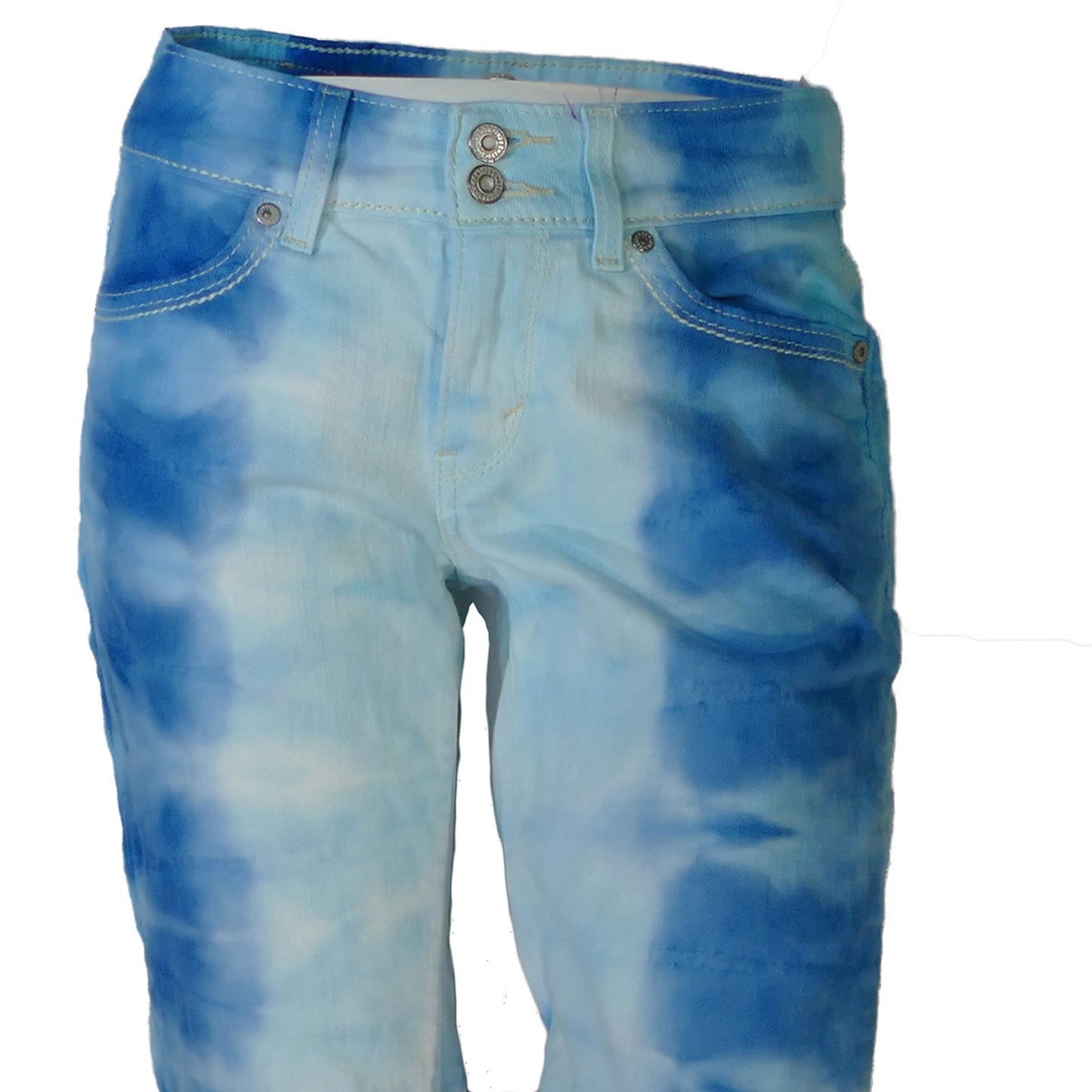 Tie Dye Jeans Size 6M Curvy Straight Levis 539 Blue Sides