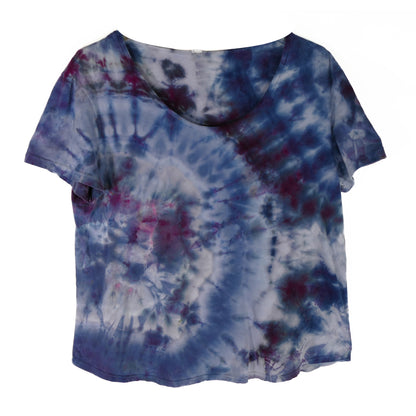 Purple GEODE SCOOP Neck Tie Dyed Tee Shirt XL