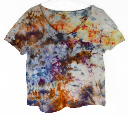 Abstract Ice Dyed Scoop Neck Tee shirt XL
