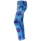 Large Blue And Purple Yoga Flare 33" inseam, FOLDOVER WAIST!