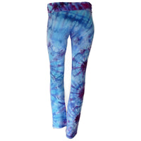 Large Blue And Purple Yoga Flare 33" inseam, FOLDOVER WAIST!