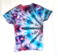 Large Tie Dyed T-Shirt Bright and Light Blues & Red