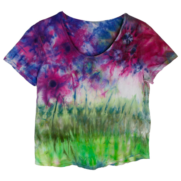 Scoop Neck Flowers! Abstract flowers, hand dyed! size XL