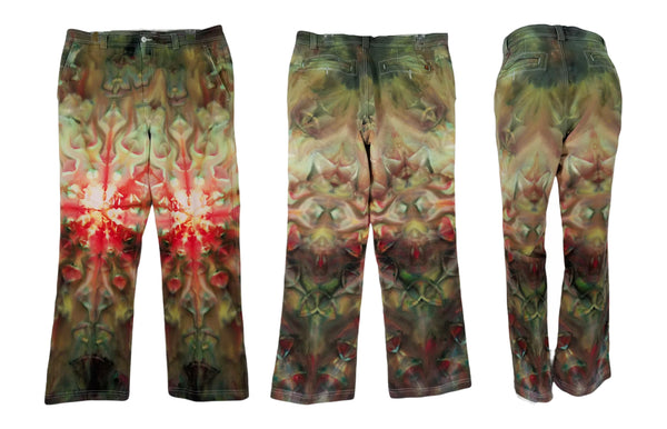Green hand dyed pants for Dave M