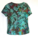 SOLD! Jewel: Short Sleeve Scoop Neck Shirt Green and Pink XL