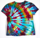 Ladies Large Crew Short Sleeve Tie Dye Red Arc