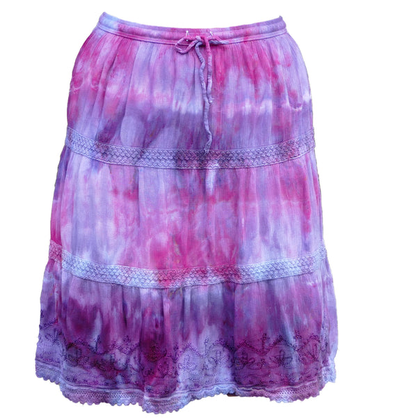 Hand Dyed Skirt - One of a kind!  Pinks & Purples size large